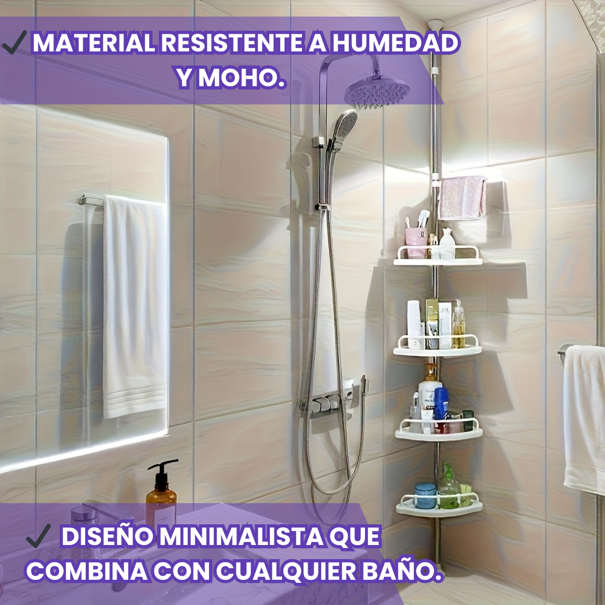 Dile Adiós al Desorden en tu Baño | Organizador De Baño Esquinero 4 Niveles